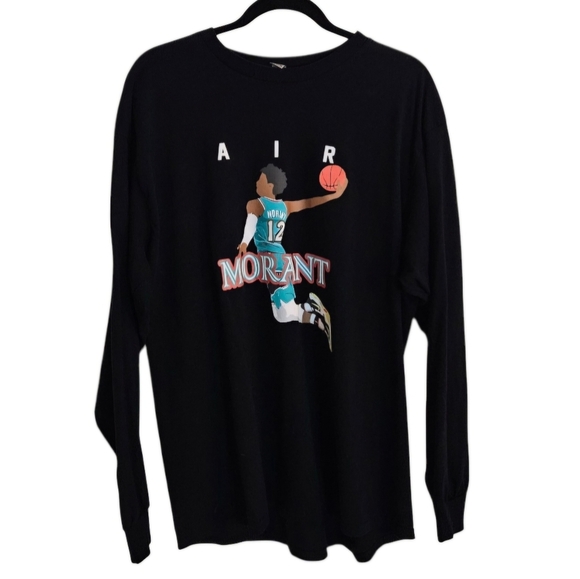 Gildan Air Morant #12 Mens Long Sleeve Black Tee Shirt size XL - Picture 1 of 5